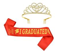 JUNNASALIKER 2025Elegante corona di laurea e fascia set nastro laureato galateo cinture decorazione per feste e celebrazioni, raso+lega