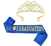 JUNNASALIKER 2025Elegante corona di laurea e fascia set nastro laureato galateo cinture decorazione per feste e celebrazioni, raso+lega