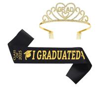 JUNNASALIKER 2025Elegante corona di laurea e fascia set nastro laureato galateo cinture decorazione per feste e celebrazioni, raso+lega