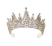 JUNNASALIKER Cerchietto per capelli a forma di corona di lusso, resistente, per feste di compleanno, elegante spettacolo di concorso, con cristalli e cristalli, ideale come copricapo per