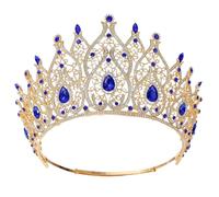 JUNNASALIKER Cerchietto per capelli a forma di corona di lusso, resistente, per feste di compleanno, elegante spettacolo di concorso, con cristalli e cristalli, ideale come copricapo per