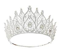 JUNNASALIKER Cerchietto per capelli a forma di corona di lusso, resistente, per feste di compleanno, elegante spettacolo di concorso, con cristalli e cristalli, ideale come copricapo per