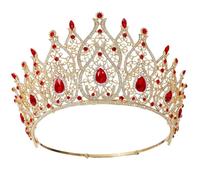 JUNNASALIKER Cerchietto per capelli a forma di corona di lusso, resistente, per feste di compleanno, elegante spettacolo di concorso, con cristalli e cristalli, ideale come copricapo per