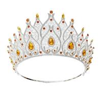 JUNNASALIKER Cerchietto per capelli a forma di corona di lusso, resistente, per feste di compleanno, elegante spettacolo di concorso, con cristalli e cristalli, ideale come copricapo per