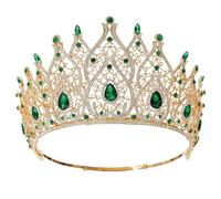 JUNNASALIKER Cerchietto per capelli a forma di corona di lusso, resistente, per feste di compleanno, elegante spettacolo di concorso, con cristalli e cristalli, ideale come copricapo per