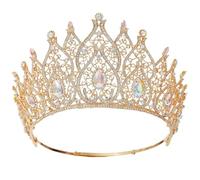 JUNNASALIKER Cerchietto per capelli a forma di corona di lusso, resistente, per feste di compleanno, elegante spettacolo di concorso, con cristalli e cristalli, ideale come copricapo per