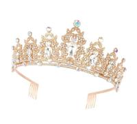 JUNNASALIKER Cerchietto per capelli a forma di corona, elegante, per feste di compleanno, con cristalli a goccia d'acqua