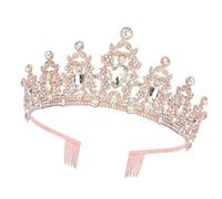 JUNNASALIKER Cerchietto per capelli a forma di corona, elegante, per feste di compleanno, con cristalli a goccia d'acqua