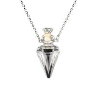 JUNNASALIKER Collana, collana trasparente a forma di cuore con fiala di profumo per catena in acciaio al titanio per creare un desiderio collana con fiala di sangue da donna gioiello, vetro/smaltato