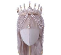 JUNNASALIKER Corona di perle di Halloween per donne, elegante copricapo in lega per cosplay per feste a tema ed eventi di moda
