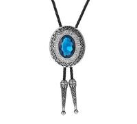 JUNNASALIKER Cravatta classica Shoestring Cravatta Bolo Tie Cowboy Punk Cravatta Western Collana, Blu mare, S/L