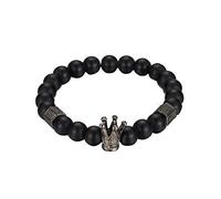 JUNNASALIKER Delicato Colore Nero Lavorato A Maglia Bracciali per Gli Uomini Elasticità Catena Della Mano Pietra Nera Polso Religione Gioielli