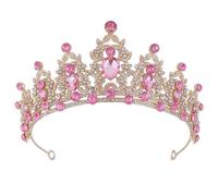 JUNNASALIKER Elegante corona da principessa per adulti e bambini, in lega e strass scintillanti, decorazione per capelli per occasioni speciali, Metallo