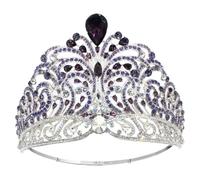 JUNNASALIKER Elegante corona di gemme di bellezza corona da donna alla moda lega corona per concorsi di matrimonio e spettacoli, Lega
