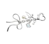 JUNNASALIKER Portachiavi con ciondolo a forma di grazioso fiocco, a forma di cuore, per ragazzi e ragazze, arte da collezione, Metallo