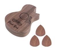 JUNNASALIKER Scatola per plettri per chitarra in legno, portatile, girevole, aperta, per chitarristi principianti, A