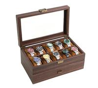 JUNNASALIKER Sofisticato organizer per orologi a 6/20 scomparti, pratica scatola espositiva per orologi con più slot imbottiti e coperchio protettivo