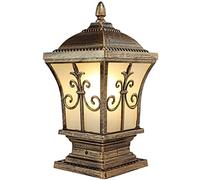 JUNNIU Lampione da Giardino Lampada da Esterno Impermeabile Rustica Lampada da pilastro in Bronzo Lampada da palo a LED in Vetro Vintage Illuminazione dal Tramonto all'alba Ville Giardino Portico