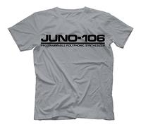 Juno 106 T-Shirt 100% Cotton | Analog Synth Retro 60 Jupiter[Ash Grey (Black Logo),L]