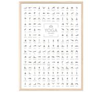 JUNOMI® Poster di Yoga 50x70 cm con cornice color naturale, accessori per yoga per studi e esercizi a casa, idea regalo perfetta per lo yoga | con cornice