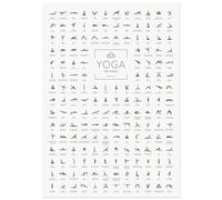 JUNOMI® Poster Yoga A2 con 168 Asana | Poster Posizioni Yoga | Decorazione da parete per studio yoga e casa, 168 posizioni in ordine alfabetico da Baby Cobra a Wild Thing