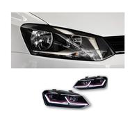 JUNOOS LHD RHD Per Polo 2011 2012 2013 2014 2015 2016 2017 2018 Luci Auto Gruppo Fari A LED Aggiornamento Lente Bifocale Lampada Segnalazione Dinamica (RHD Red)