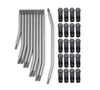 JUNPIY 30 pz/set Set di collegamenti smontati in metallo ABS estremità asta 1/10 RC Crawler passo 324mm, for assiale, for SCX10 Collegamento del braccio di controllo della sospensione