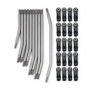 JUNPIY Kit smontato for asta di collegamento e estremità asta in acciaio inossidabile 1/10, for assiale, for SCX10 SCX10 II 90046, for Wraith 90018 90048 Collegamento del braccio di controllo della so