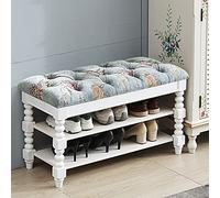 Junpllvic Panca contenitore imbottita in legno massello rustico con ricamo a mano in velluto, scarpiera, sgabello per cambiare le scarpe, per soggiorno, camera da letto