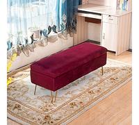Junpllvic Panca contenitore imbottita in velluto, pouf contenitore moderno rettangolare in peluche, poggiapiedi trapuntato, panca divanetto per ingresso e soggiorno