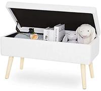 Junpllvic Panca contenitore moderna e semplice, panca contenitore imbottita in cotone e lino, seduta per letto, cassettiera multifunzione di alta qualità