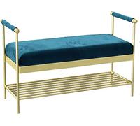 Junpllvic Panca da ingresso con poggiapiedi e braccioli, organizer per scarpe imbottito e spesso, panca moderna per la fine del letto