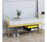 Junpllvic Panca da ingresso con poggiapiedi e braccioli, organizer per scarpe imbottito e spesso, panca moderna per la fine del letto