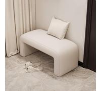 Junpllvic Panca portascarpe, poggiapiedi imbottito per camera da letto ES in similpelle, sgabello per ingresso, sala da pranzo, soggiorno, camera da letto (bianco sporco, 60 cm)