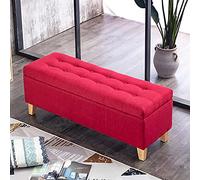 Junpllvic Sgabello per cambiare le scarpe da ingresso con contenitore, panca contenitore imbottita in lino, poggiapiedi moderno per la fine del letto, per soggiorno e camera da letto