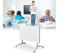 Junpllvic tavolo da conferenza, moderno tavolo da ufficio pieghevole bianco Flip Top Mobile Training Table Il tavolo arrotondato con ruote è comodo e veloce, adatto per ufficio, Meeting Semina