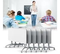 Junpllvic tavolo da conferenza, moderno tavolo da ufficio pieghevole bianco Flip Top Mobile Training Table Il tavolo arrotondato con ruote è comodo e veloce, adatto per ufficio, Meeting Semina
