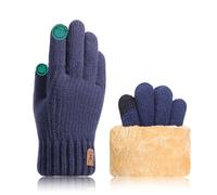 JUNRUI Guanti Termici Invernali Aggiornati Touch Screen Fodera in Caldo Pile per Il Freddo per Uomo e Donna (Blu Navy)
