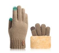 JUNRUI Guanti Termici Invernali Aggiornati Touch Screen Fodera in Caldo Pile per Il Freddo per Uomo e Donna (Marrone)