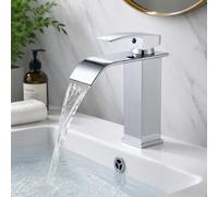 JUNSNEHNG Miscelatore per Bagno, Miscelatore Monocomando a Cascata per Acqua Calda e Fredda, Miscelatore per Lavabo Galvanizzato