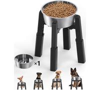 JUNSPOW Supporto per ciotola per cani con ciotole in acciaio inox, ciotola per cani di grossa taglia rialzata a 4 altezze, ciotole per cani rialzate stabili e antiscivolo