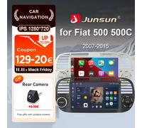 Junsun Auto Radio per FIAT 500 500C Abarth 2007-2015 Wireless CarPlay Android Auto controllo del volante Pulsante colorato di luce