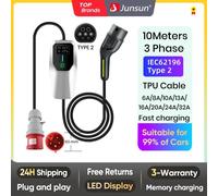 Junsun Caricatore portatile EV Type2 IEC62196-2 Wallbox 3.5-7-11-22KW da 6A a 32A 4-5-8-10 metri IP65 per Tesla Kia Hyundai universale SYB Plus 11KW 8M