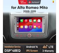 Junsun Wireless Carplay Android 12 Lettore di autoradio per Alfa Romeo Mito 2008-2019 4G Wifi AI Voce DSP IPS RDS Navigazione GPS V1 C (2GB 32GB) B