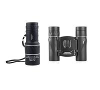 Junterone 2 Pezzi 2000X25 HD Zoom Binocolo Portatile e Telescopio Monotubo 16X52 Lunga Raggio BAK4 Telescopio Pieghevole per Il Campeggio