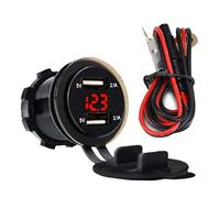Junterone 4.2A Auto 2 Porte Adattatore di Ricarica USB Presa Accendisigari Voltmetro Un LED con Copertura Impermeabile per Veicoli DC 12V-24V