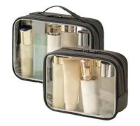 Junterone Borsa da Toilette Trasparente, Borsa per Trucchi In PVC Idrorepellente con Cerniere, Borsa da Toilette Trasparente per Resistente Facile da Installare Trasparente e Nera