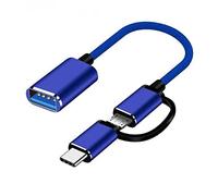 Junterone Cavo Adattatore USB 3.0 OTG 2 in 1 Type-C Convertitore Di Interfaccia Micro-USB a USB 3.0 per Cavo di Ricarica Telefono Portatile Linea-Blu