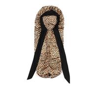 Junterone Cuffia da notte da donna, con coda lunga intrecciata, cuffia da doccia per sauna, facile da usare, con stampa leopardata