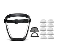 Junterone Maschera di protezione da lavoro, maschera di protezione integrale trasparente, protezione antipolvere, con 10 filtri, colore: nero